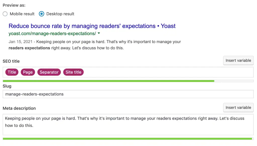 meta description in yoast