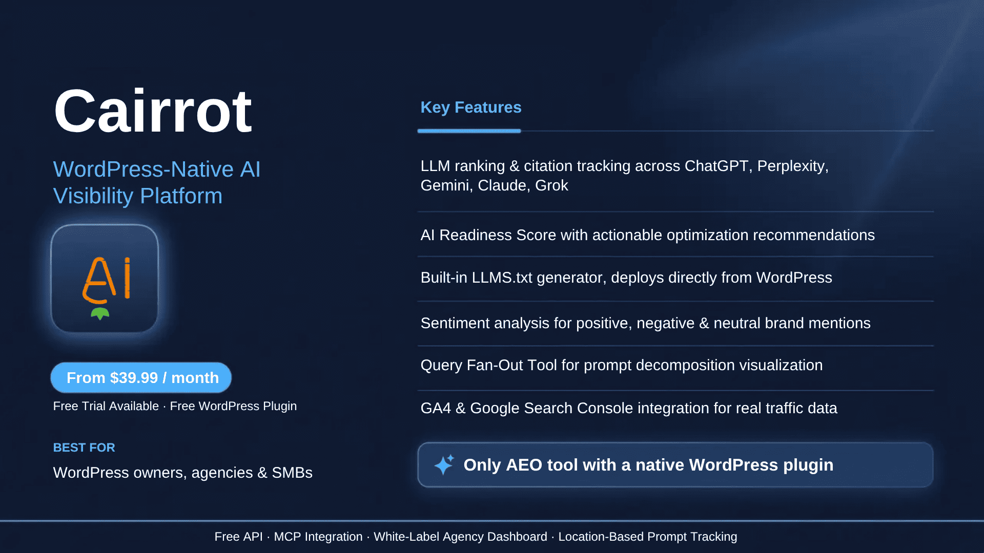Cairrot Best AI Visibility Tool for WordPress